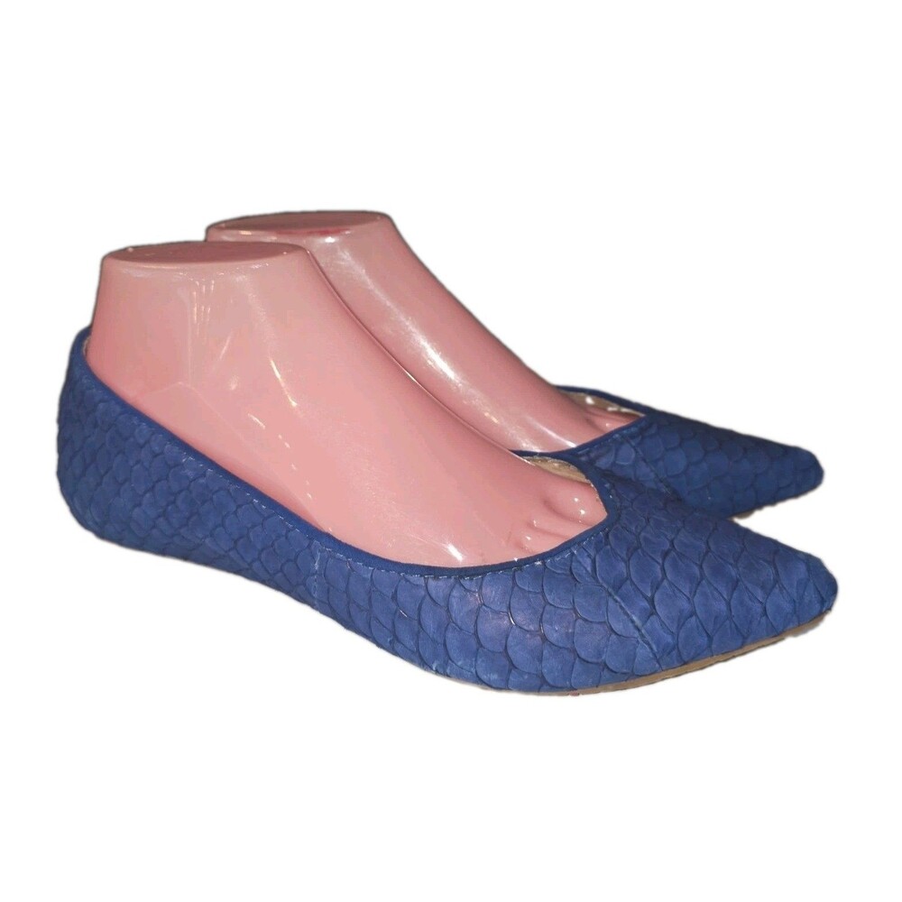 MIZ MOOZ JOLYN Sz 8 Cobalt Blue Textured Scales Pointy Toe Casual Slip On Flats